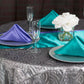 Mermaid Scale Sequin 132" Round Tablecloth - Silver | charger plate | napkin | wine goblet |