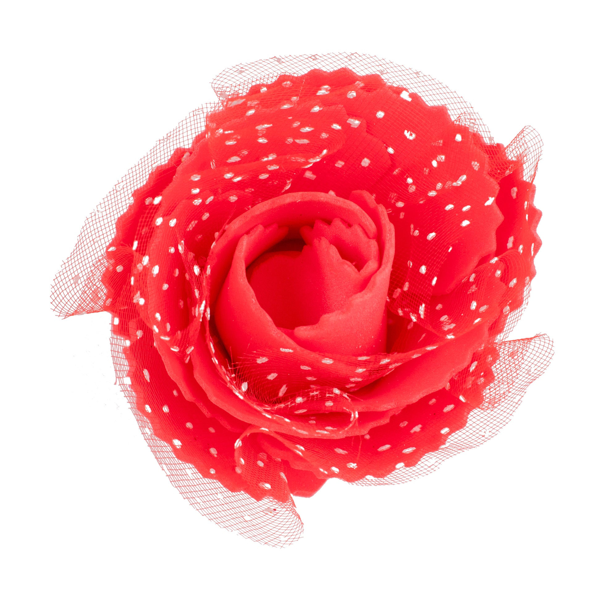 Mini Foam Organza Rose Heads DIY (100 pcs) - Red - CV Linens