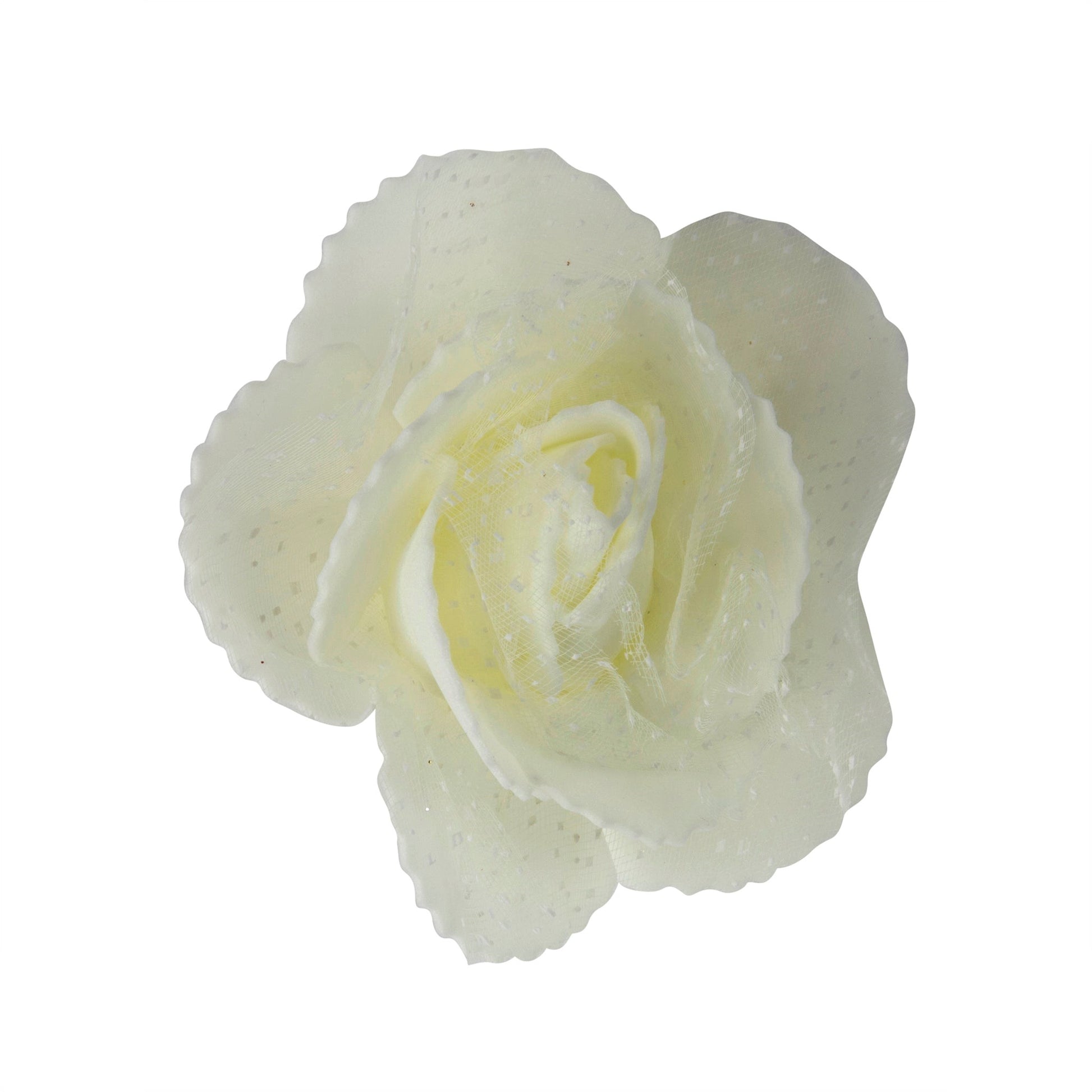 Mini Foam Organza Rose Heads DIY (100 pcs) - Ivory - CV Linens