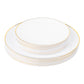 Modern Disposable Plastic Plates 40 pcs Combo Pack - White Gold-Trimmed