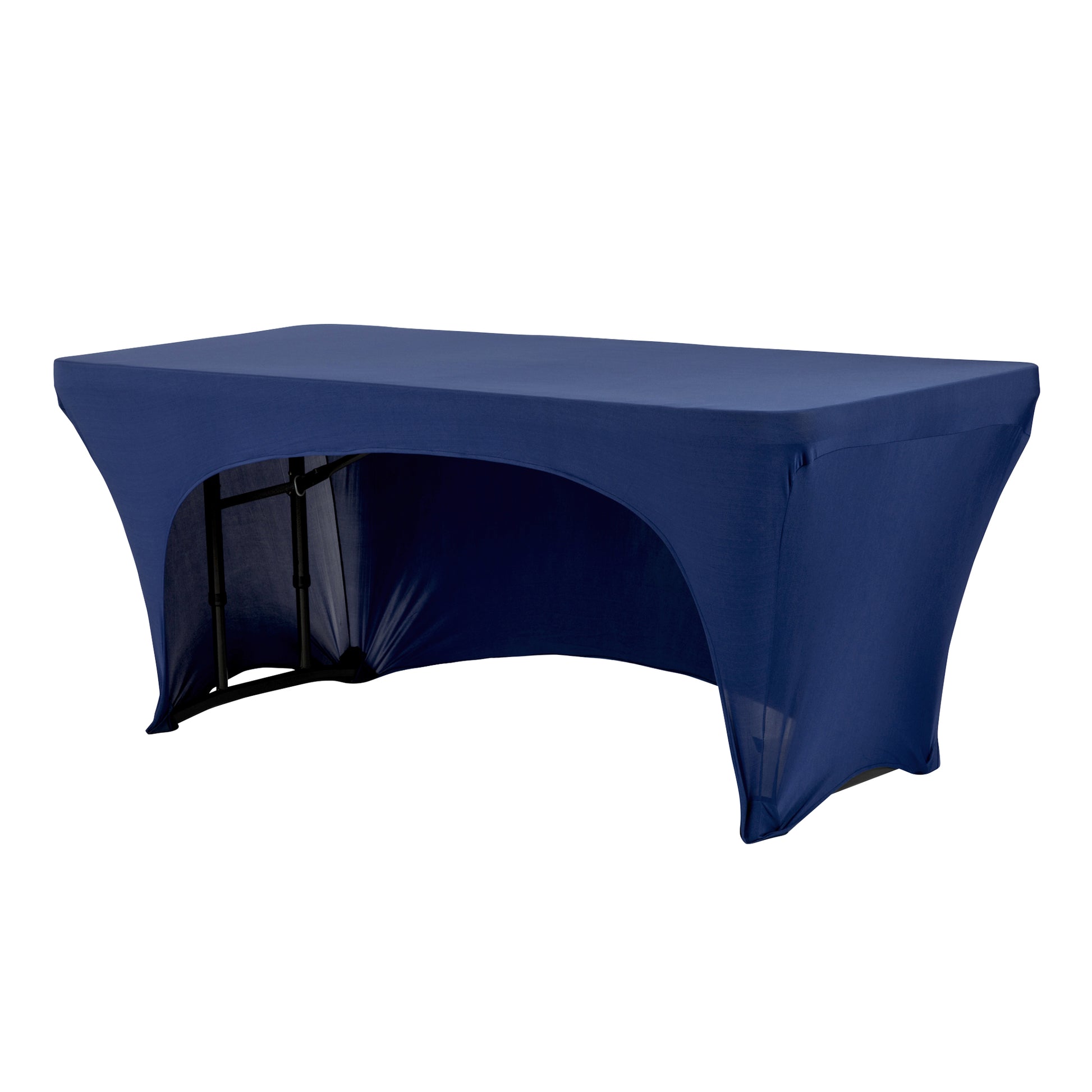 Open Back Stretch Spandex Table Cover 6 FT Rectangular - Navy Blue - CV Linens