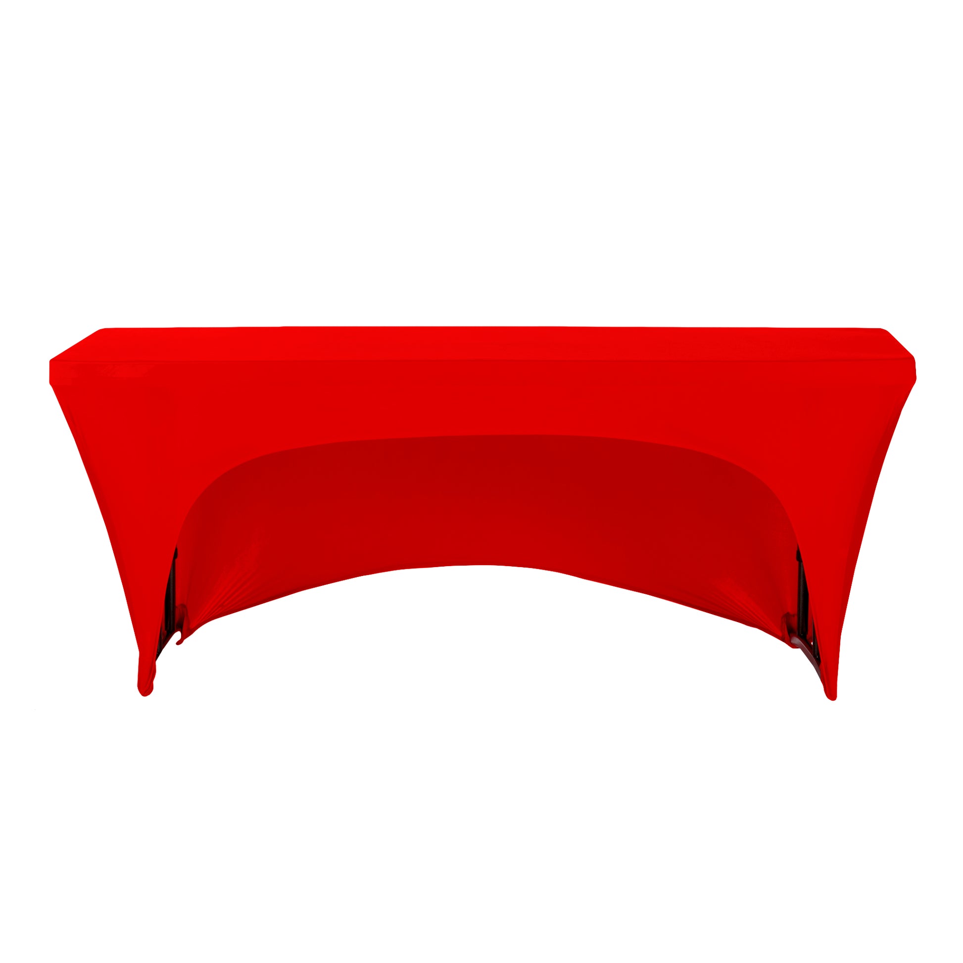 Open Back Stretch Spandex Table Cover 6 FT Rectangular - Red - CV Linens