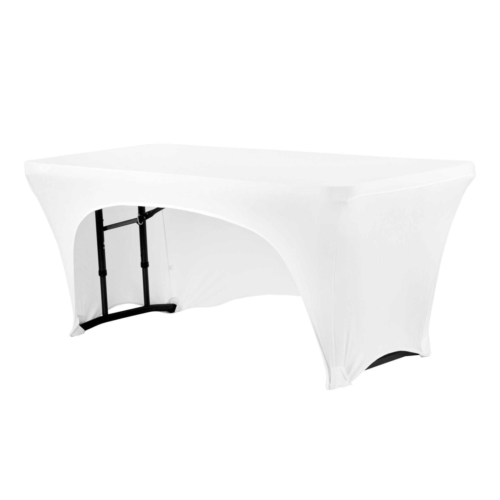Open Back Stretch Spandex Table Cover 6 FT Rectangular - White - CV Linens