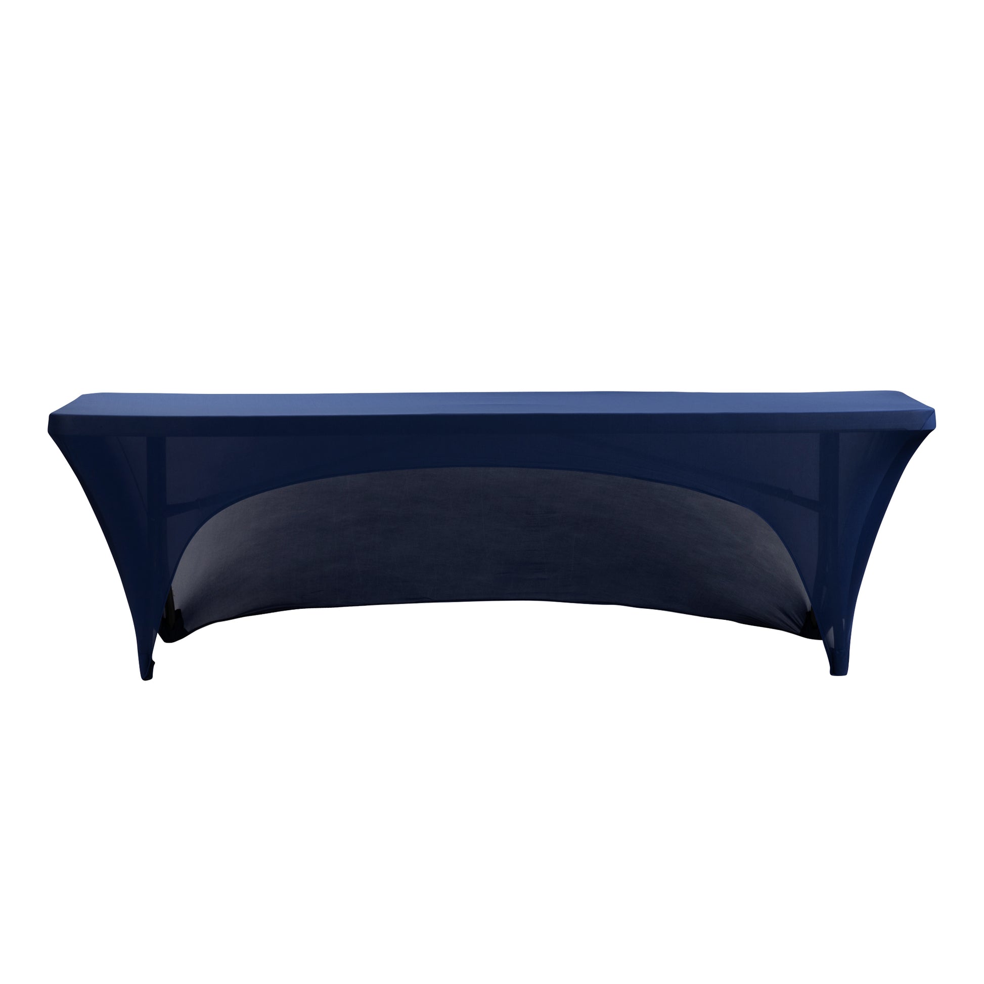 Open Back Stretch Spandex Table Cover 8 FT Rectangular - Navy Blue - CV Linens