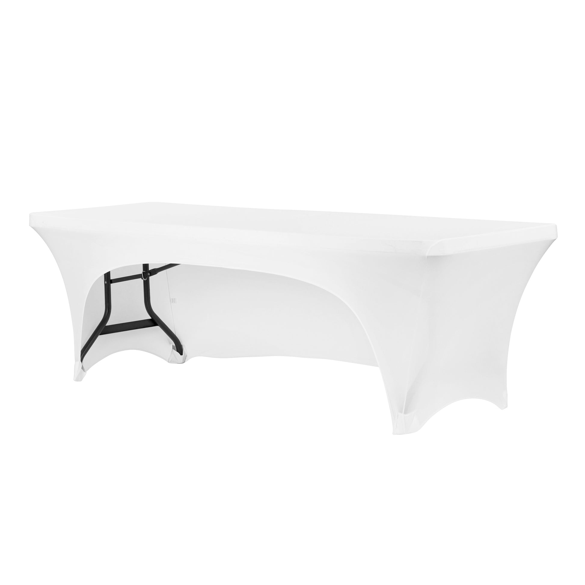Open Back Stretch Spandex Table Cover 8 FT Rectangular - White - CV Linens
