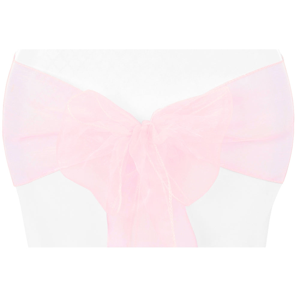 Pink Organza Chair Sashes Timeless Elegance for Perfect Events CV Linens