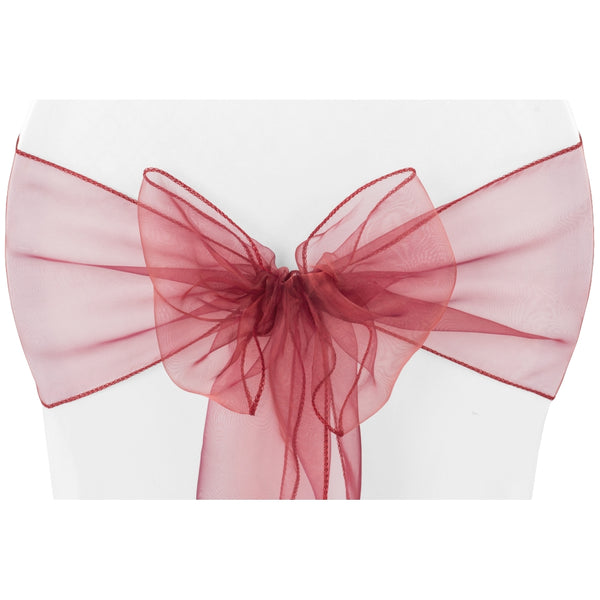 Burgundy Organza Chair Sash Size: 7-7.5 x 108 in | Wedding | Event | Wholesale by CV Linens Burgundy Organza Chair Sash Size: 7-7.5 x 108 in | Wedding | Event | Wholesale by CV Linens
