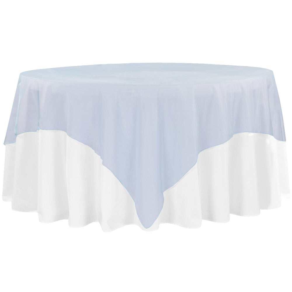 Organza 90"x90" Square Table Overlay - Baby Blue - CV Linens