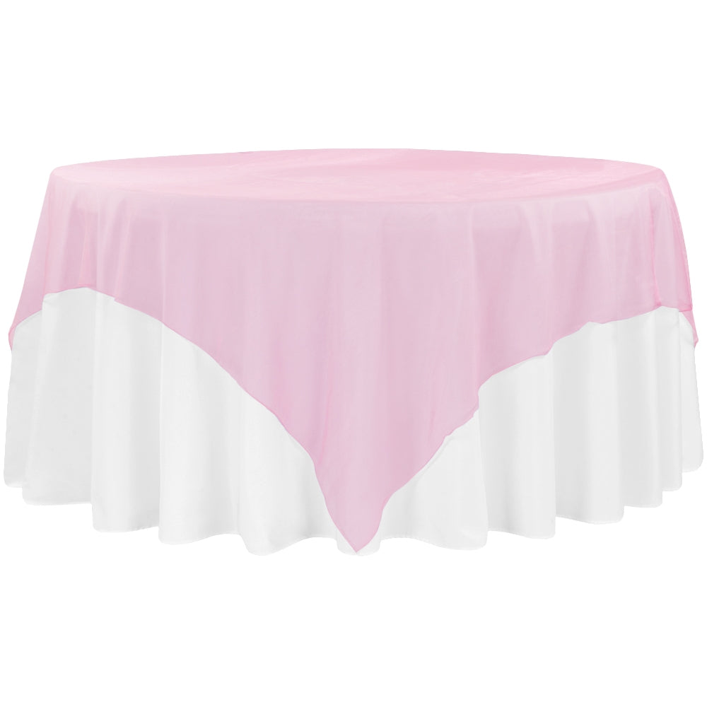 Organza 90"x90" Square Table Overlay - Pink - CV Linens