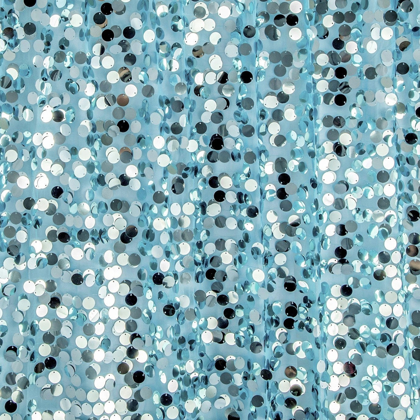 10 yards Large Payette Sequins Fabric Bolt - Baby Blue - CV Linens