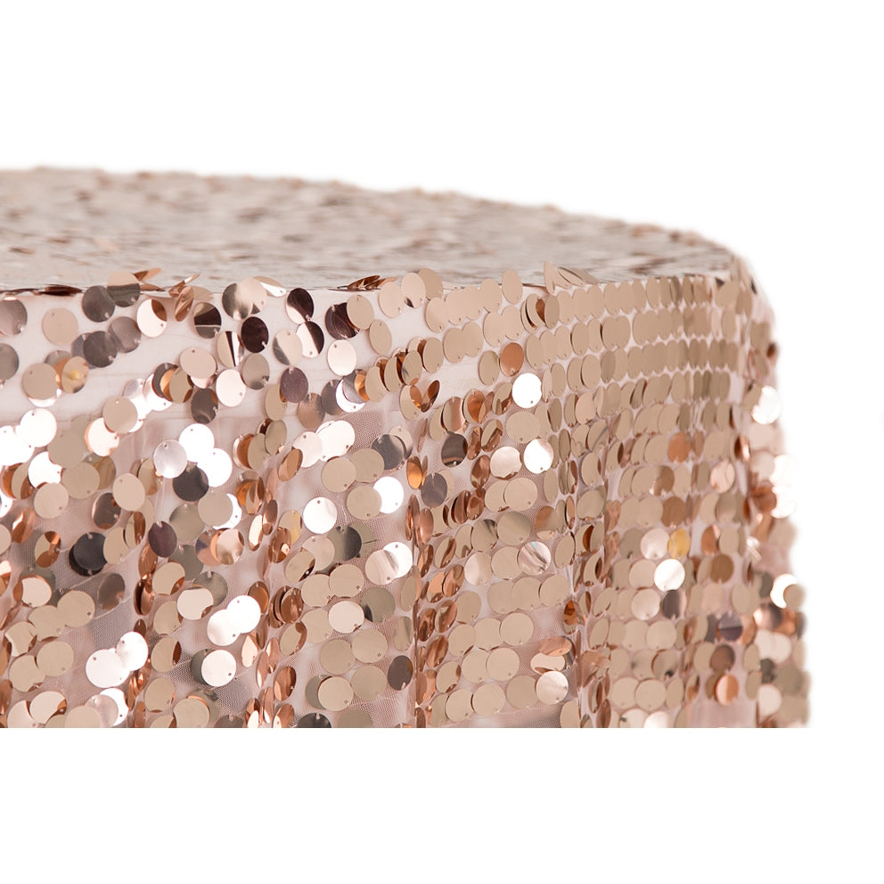 Large Payette Sequin Round 120" Tablecloth - Blush/Rose Gold - CV Linens