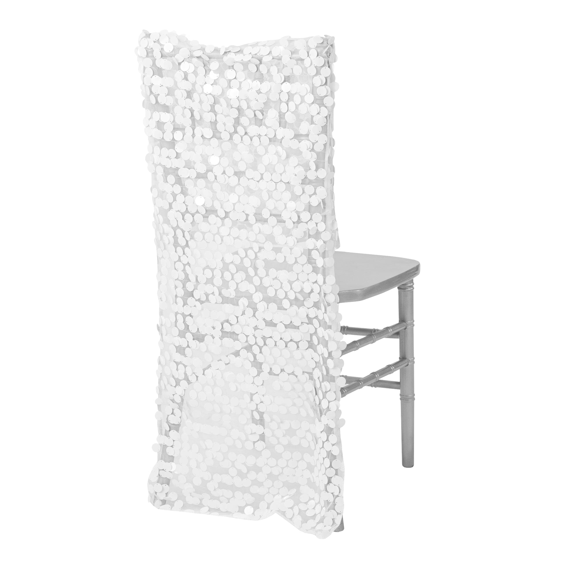 Payette Sequin Chiavari Chair Back Cover - White - CV Linens