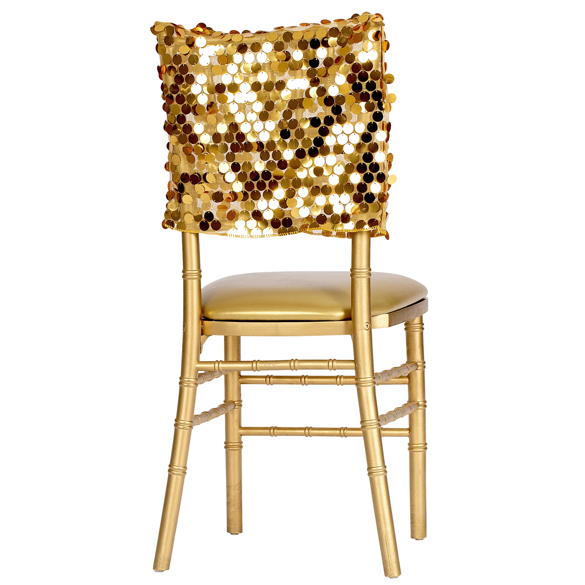 Payette Sequin Chiavari Chair Cap 16"W x 14"L - Gold - CV Linens