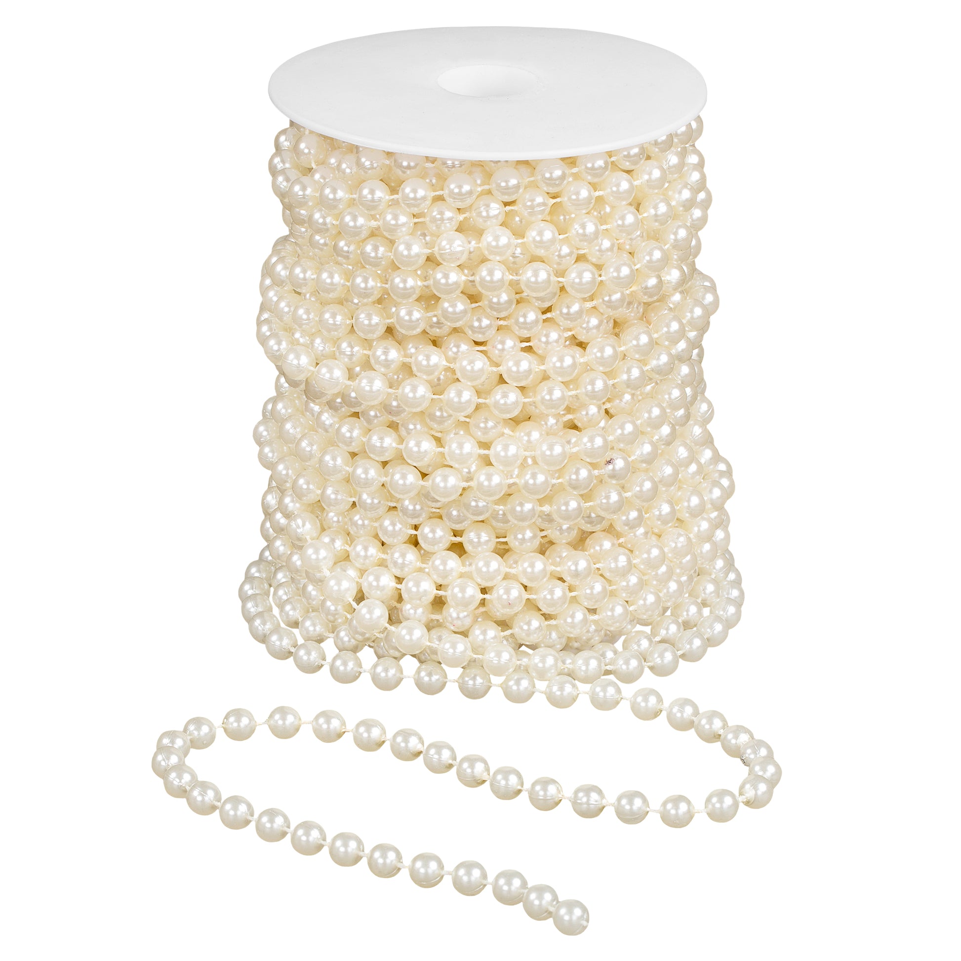 Pearl String Beads Garland Roll 8mm x 21 yds - Ivory - CV Linens