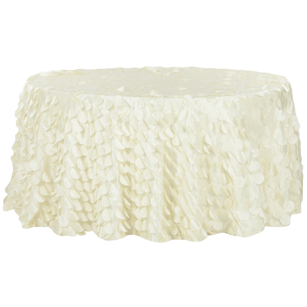 Petal Circle Taffeta Round 120" Tablecloth - Ivory - CV Linens