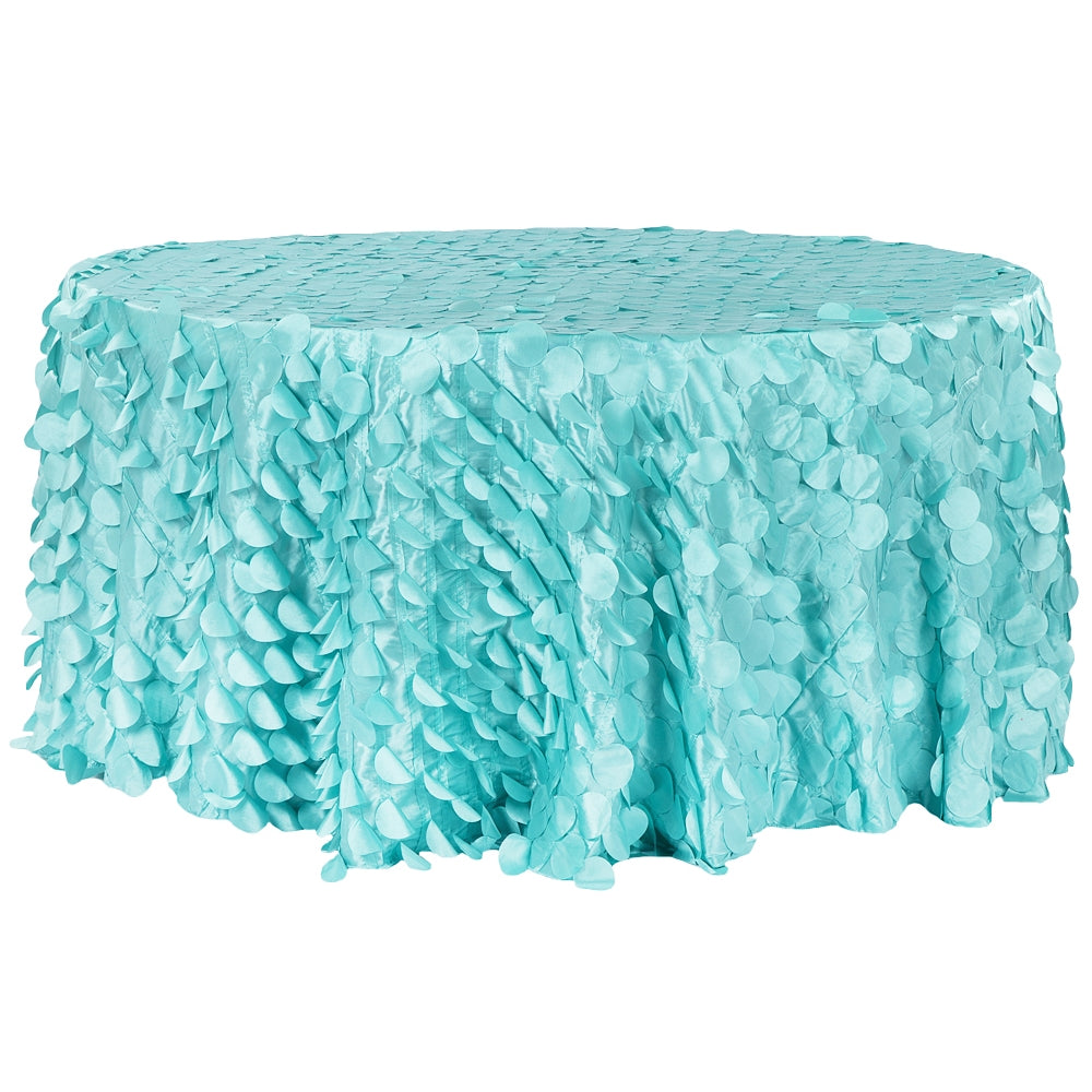 Petal Circle Taffeta 132" Round Tablecloth - Light Turquoise - CV Linens