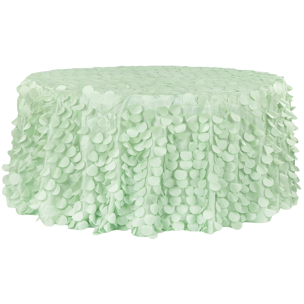 Petal Circle Taffeta 132" Round Tablecloth - Mint Green - CV Linens