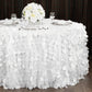 Petal Circle Taffeta 132" Round Tablecloth - White - CV Linens