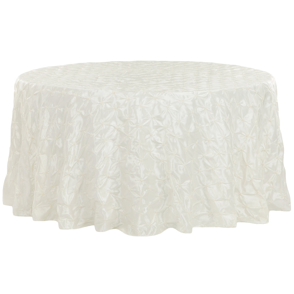 120" Pinchwheel Round Tablecloth - Ivory - CV Linens