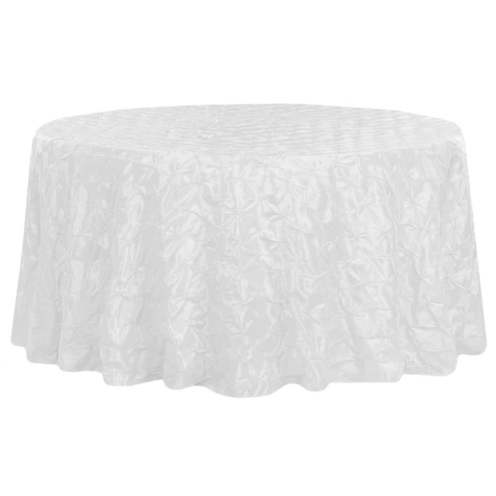 120" Pinchwheel Round Tablecloth - White - CV Linens