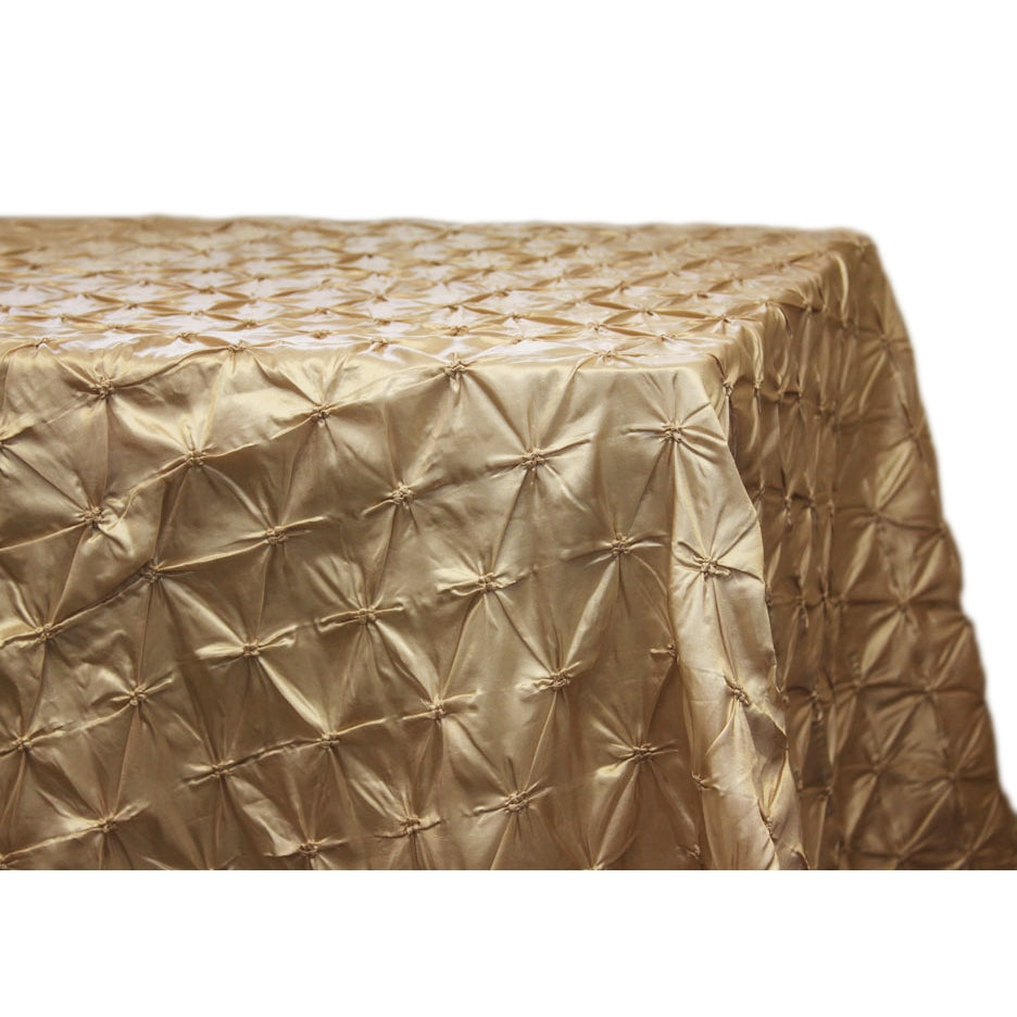 Pinchwheel 90"x132" Rectangular Tablecloth - Champagne - CV Linens