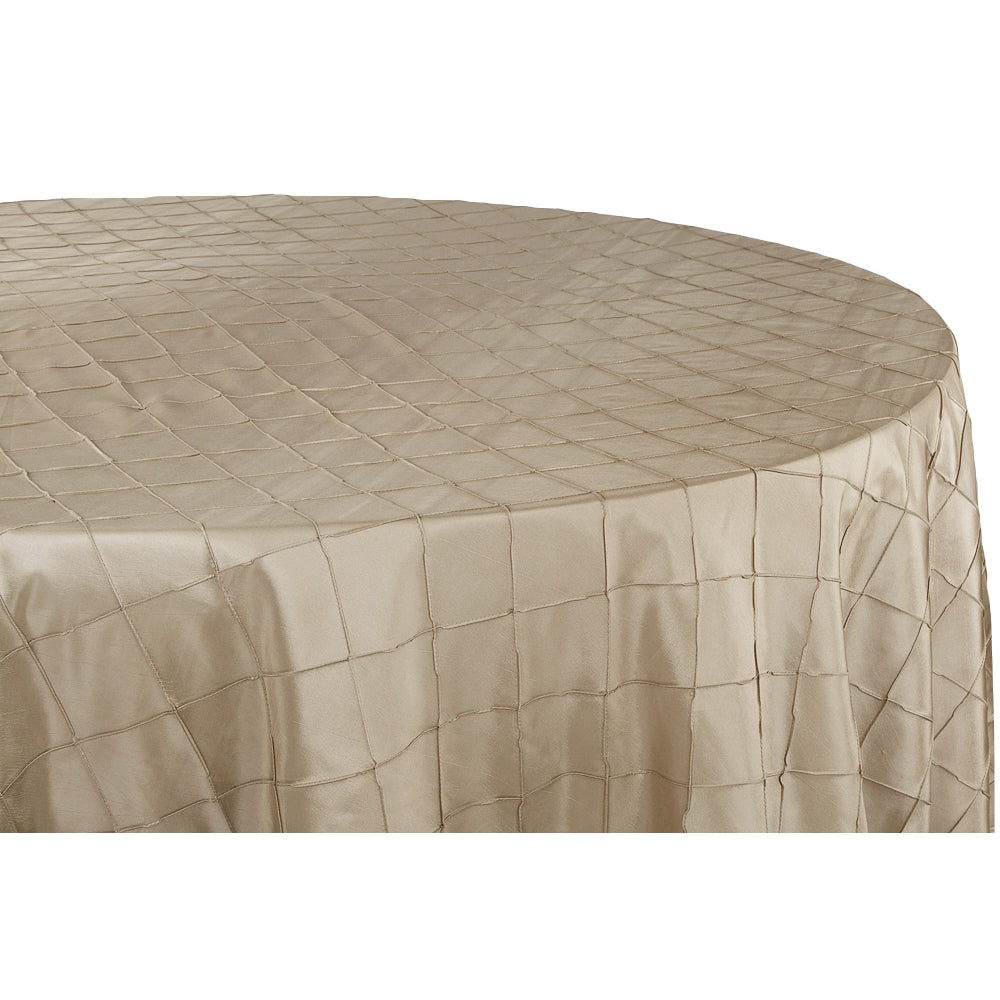 Pintuck 132" Round Tablecloth - Champagne - CV Linens