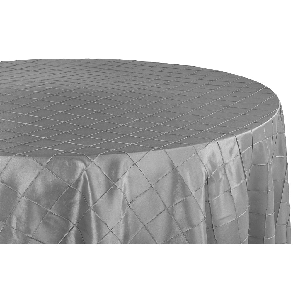 Pintuck 132" Round Tablecloth - Silver - CV Linens