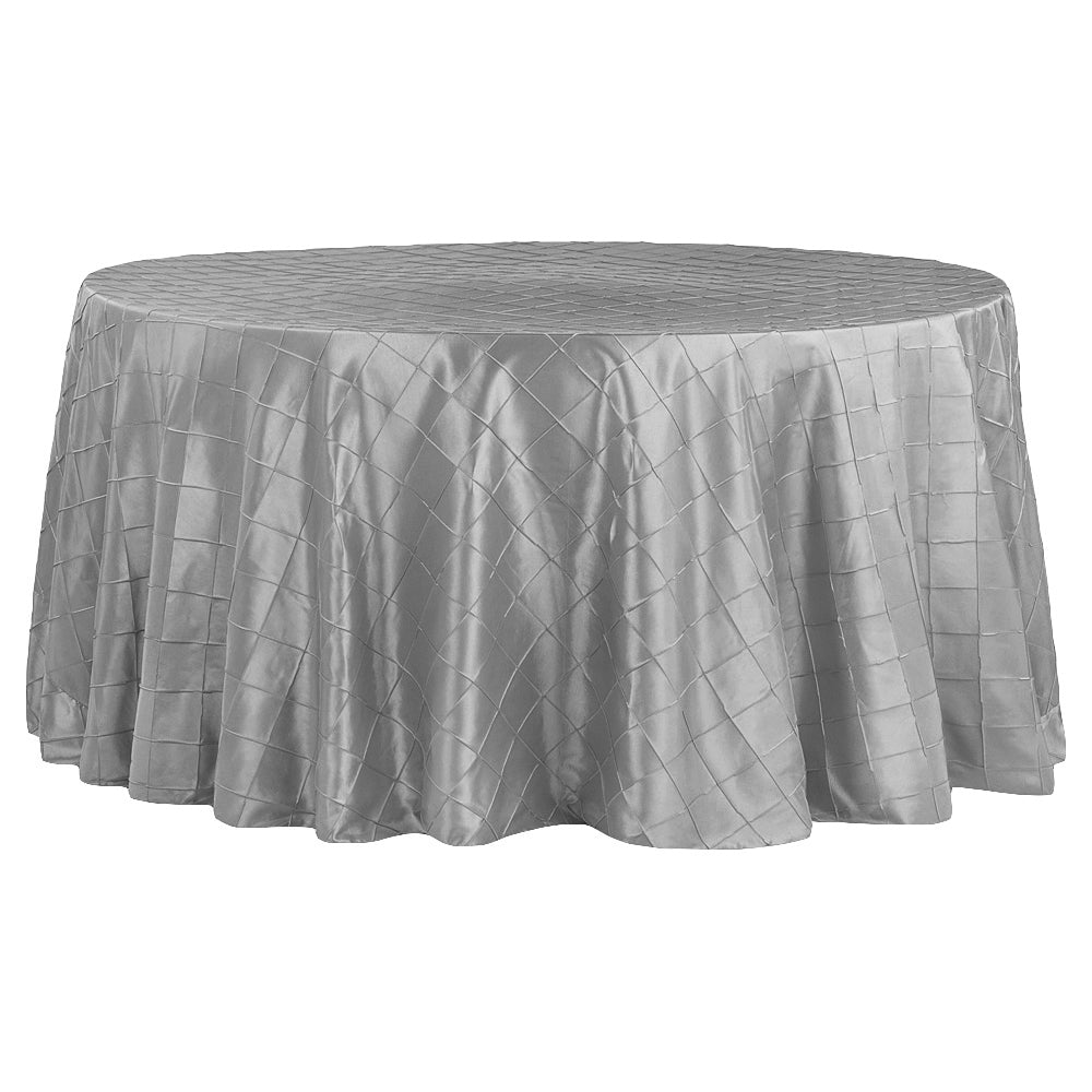 Pintuck 132" Round Tablecloth - Silver - CV Linens