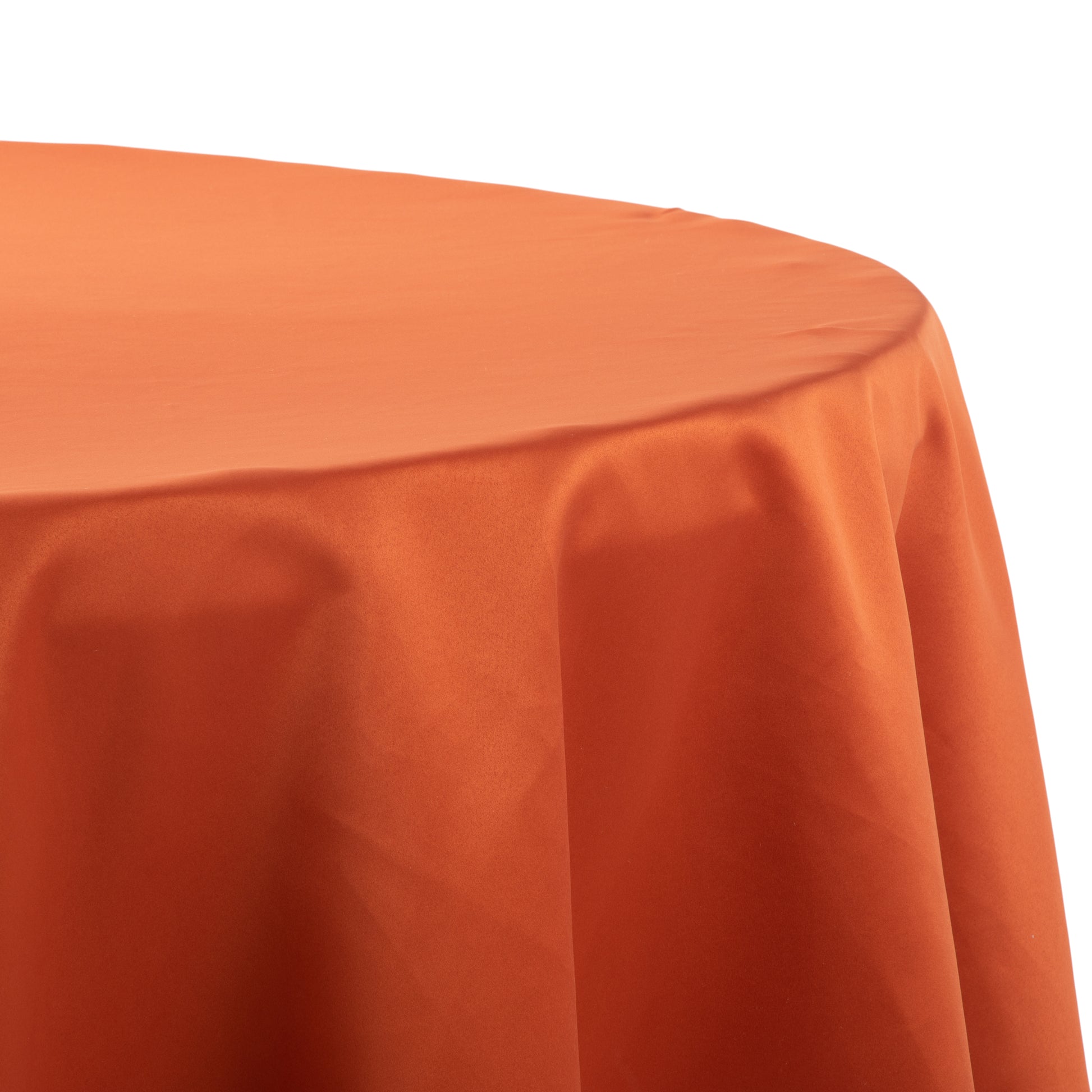 Lamour Satin 132" Round Tablecloth - Rust