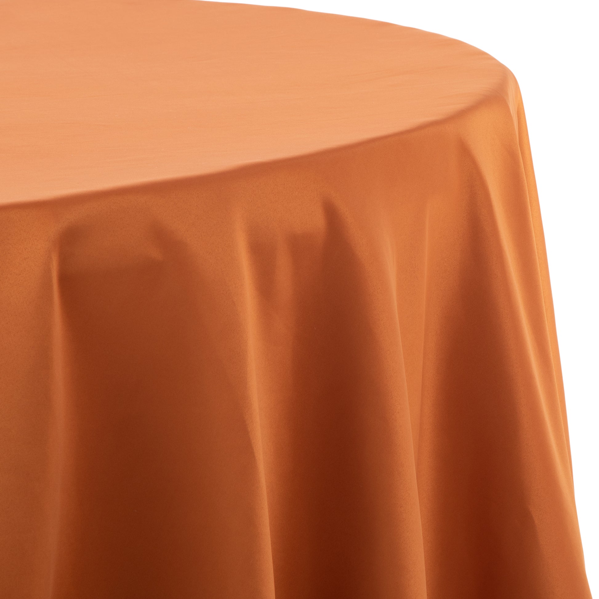 Lamour Satin 120" Round Tablecloth - Terracotta