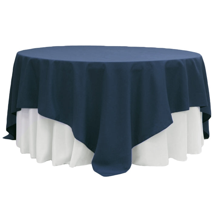 Polyester Square 90"x90" Overlay/Tablecloth - Navy Blue - CV Linens