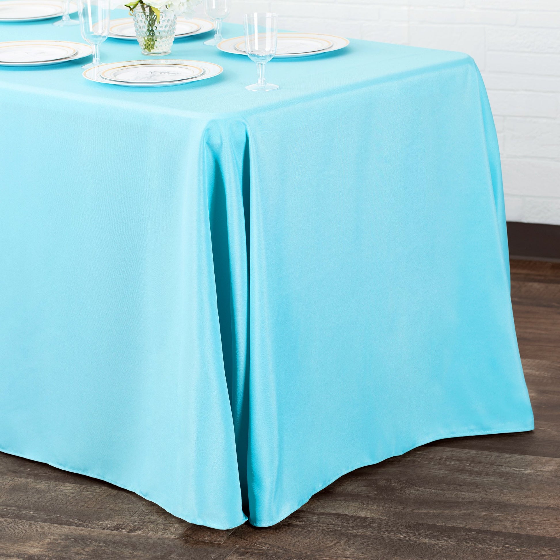 90"x132" Rectangular Oblong Polyester Tablecloth - Aqua Blue - CV Linens