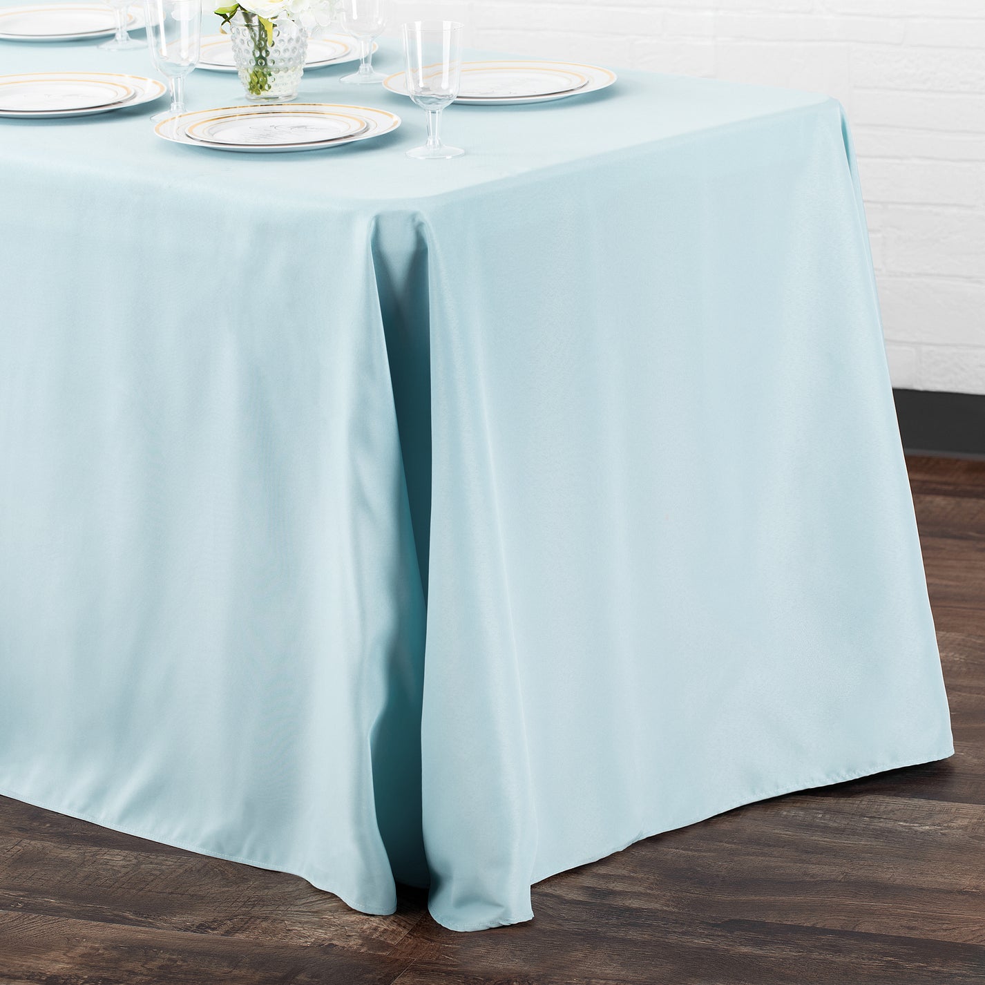 Polyester Poplin Rectangular Tablecloth Light Blue. Choose Size Below main image 1