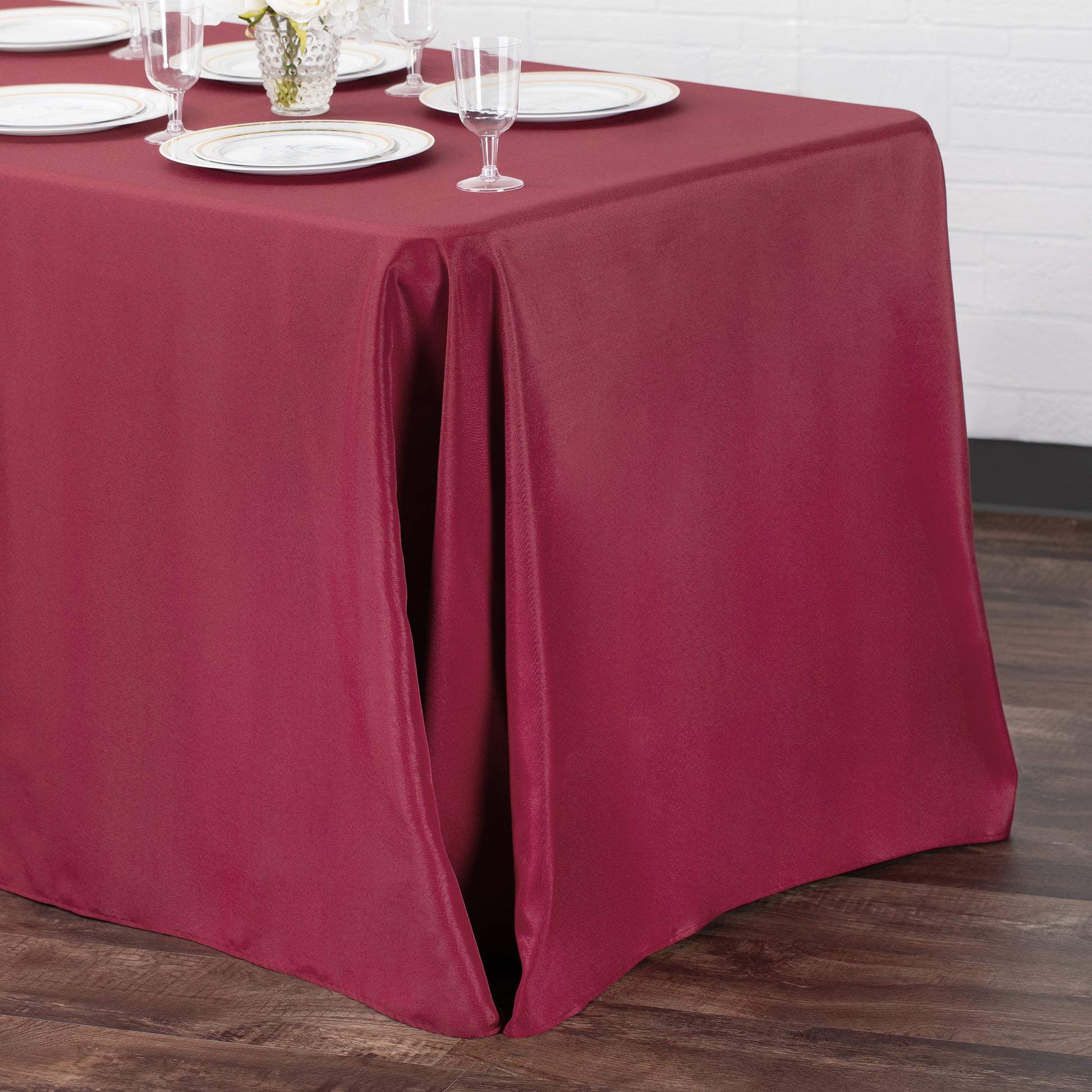 90"x132" Rectangular Oblong Polyester Tablecloth - Burgundy - CV Linens
