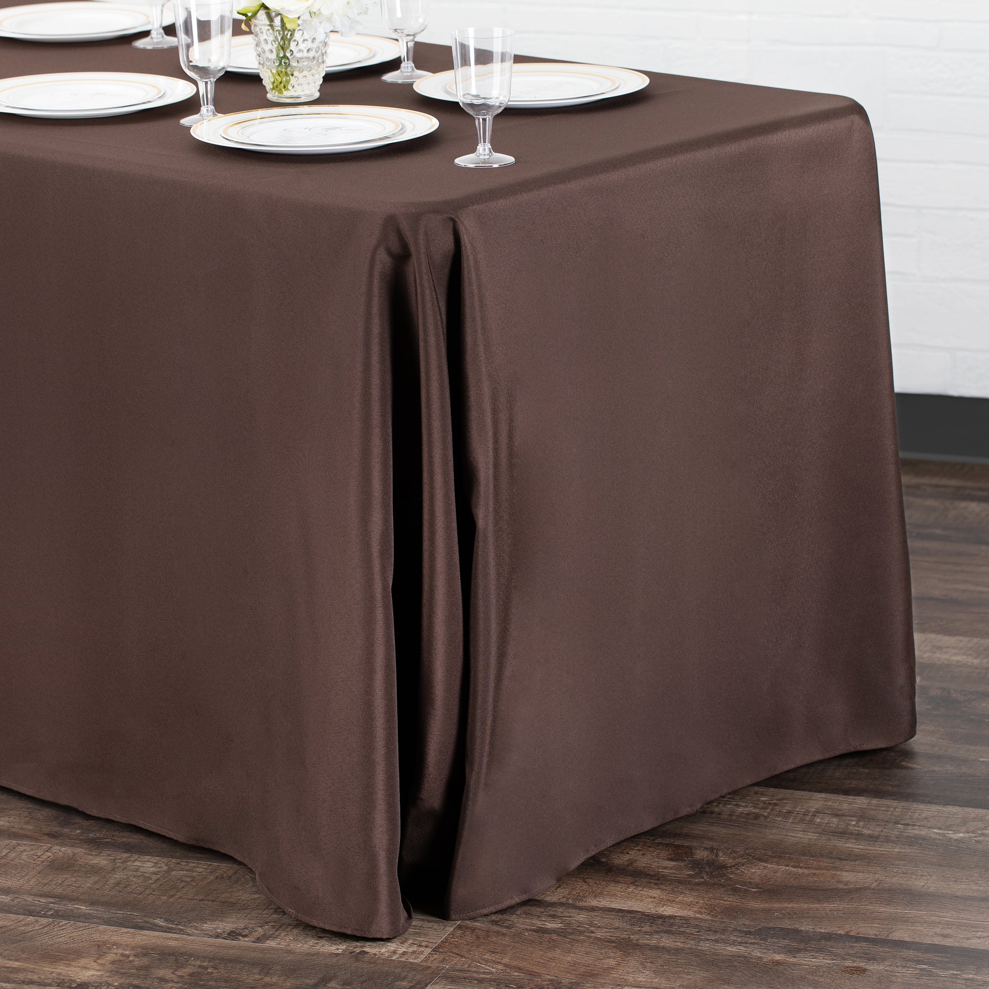 90"x156" Rectangular Oblong Polyester Tablecloth - Chocolate Brown - CV Linens