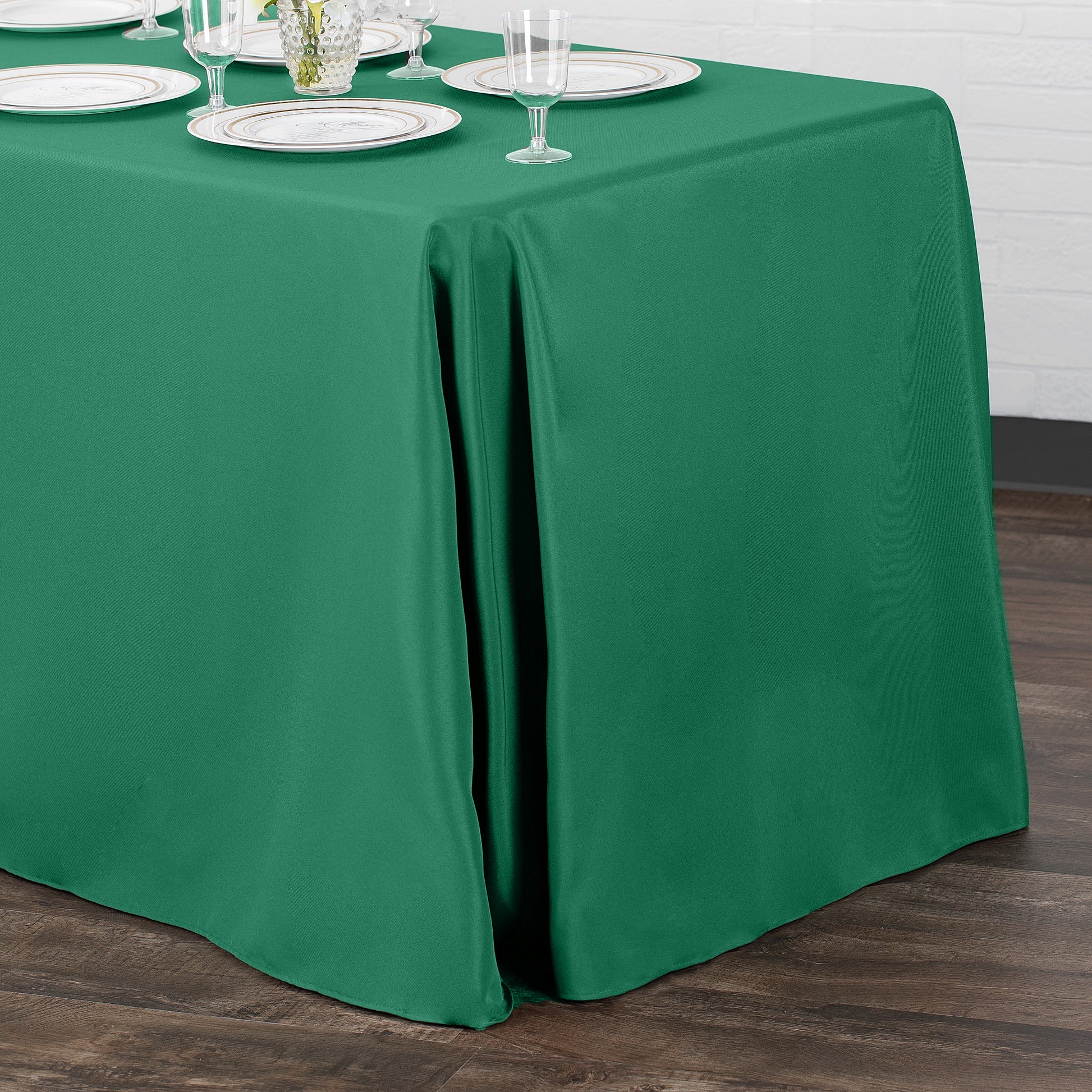 90"x132" Rectangular Oblong Polyester Tablecloth - Emerald Green - CV Linens