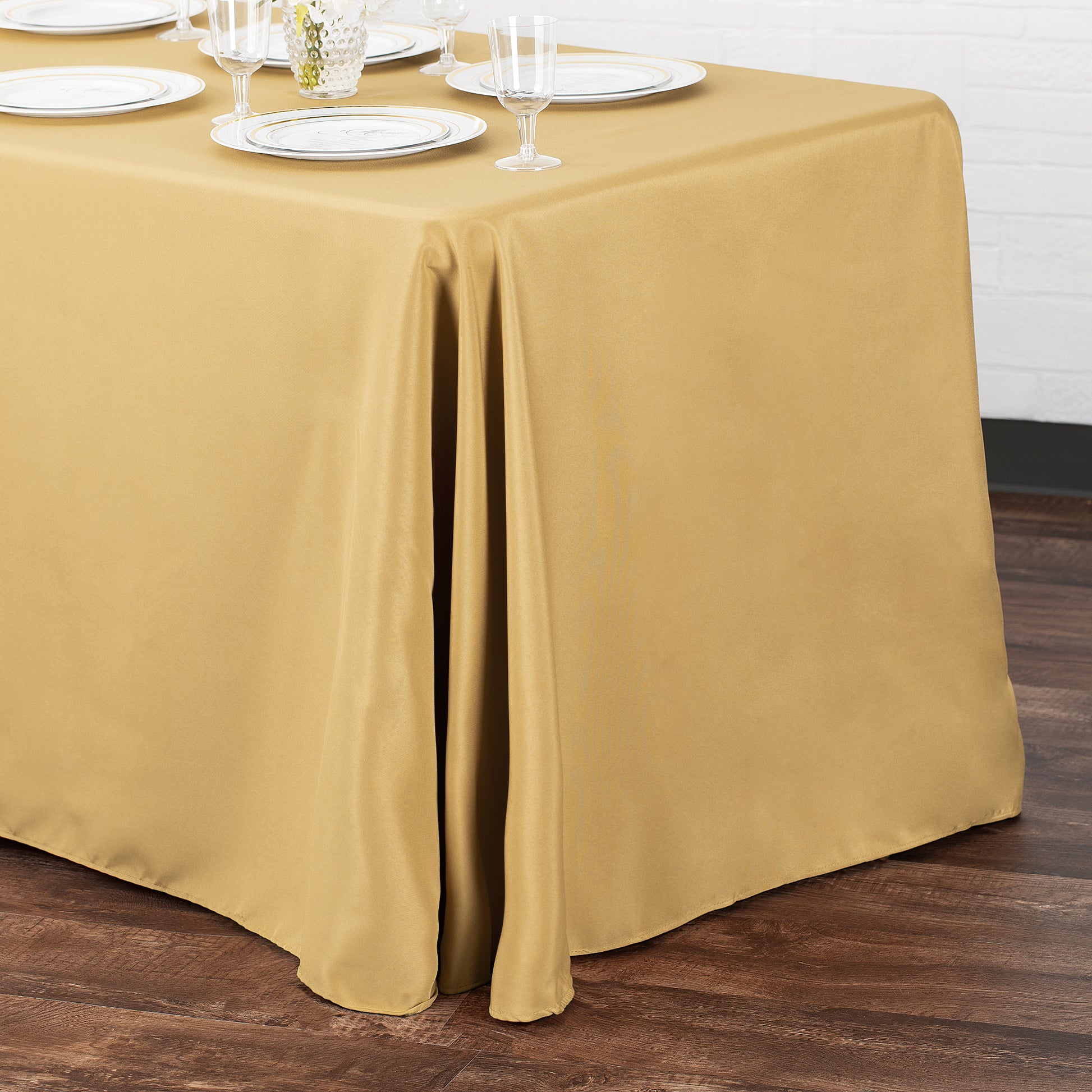 90"x156" Rectangular Oblong Polyester Tablecloth - Gold - CV Linens