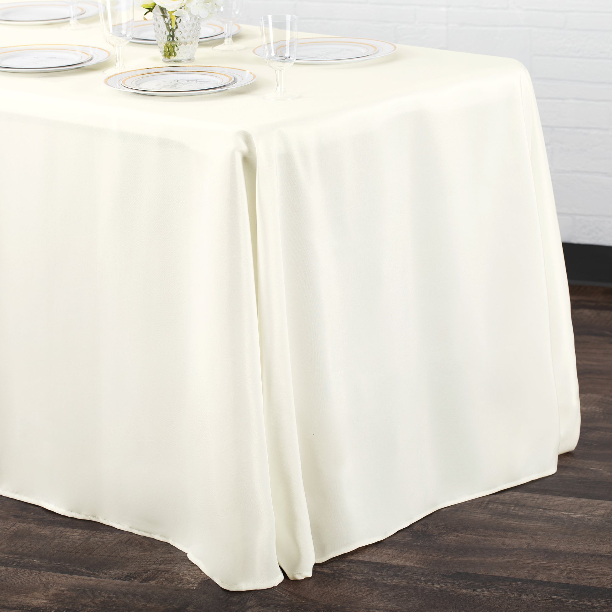 90"x156" Rectangular Oblong Polyester Tablecloth - Light Ivory/Off White - CV Linens