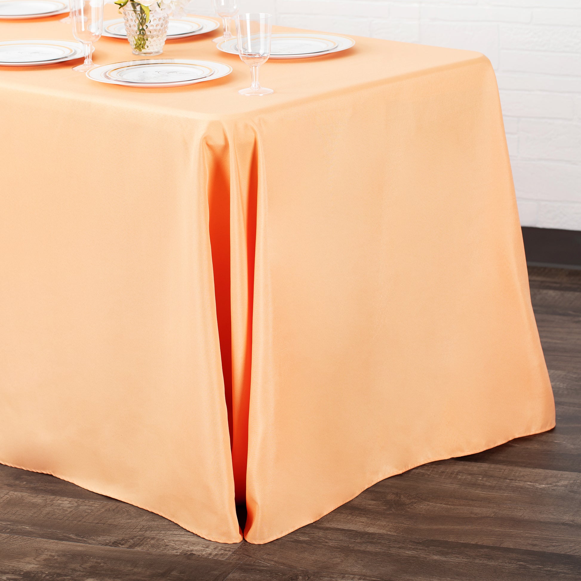 90"x132" Rectangular Oblong Polyester Tablecloth - Peach - CV Linens