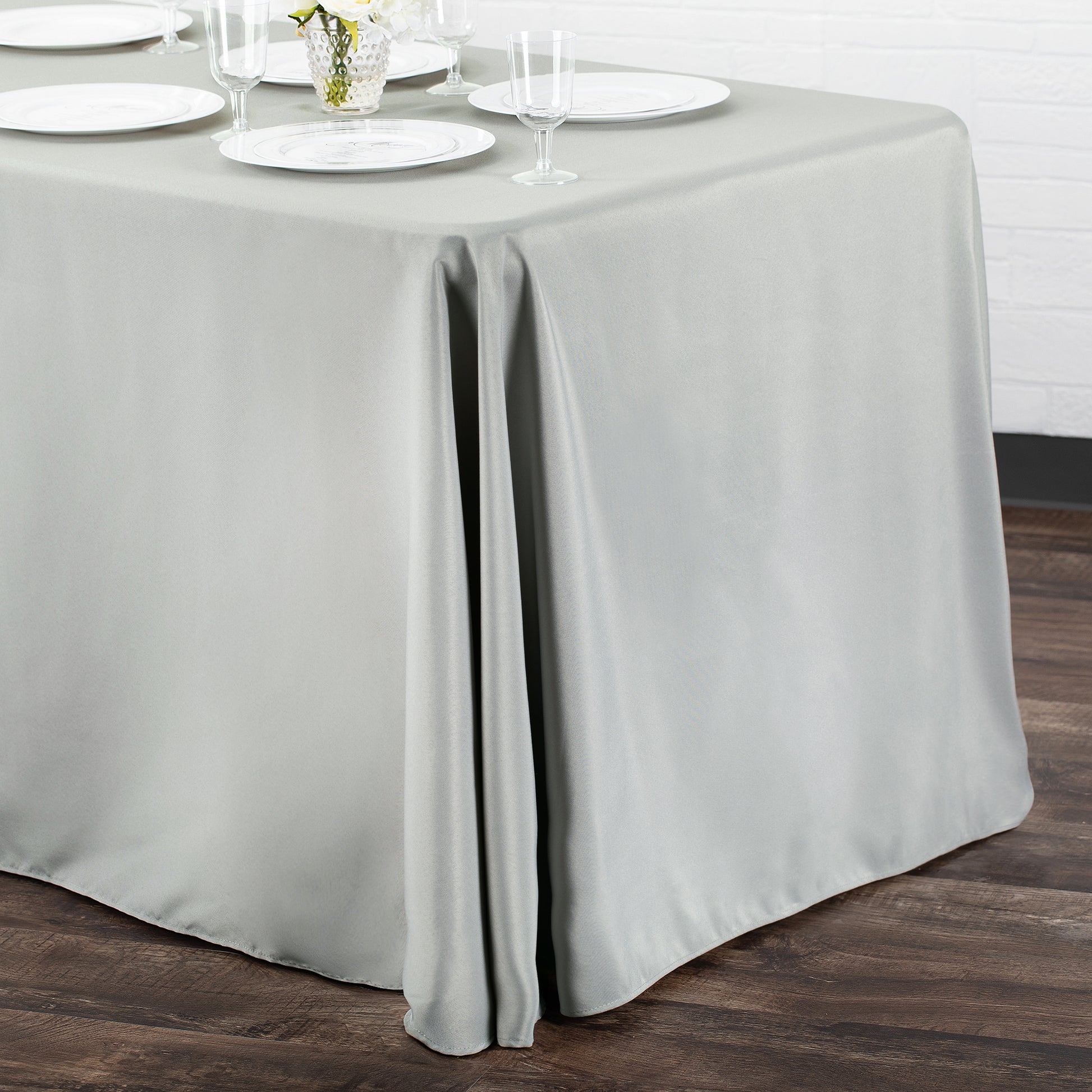90"x156" Rectangular Oblong Polyester Tablecloth - Gray/Silver - CV Linens
