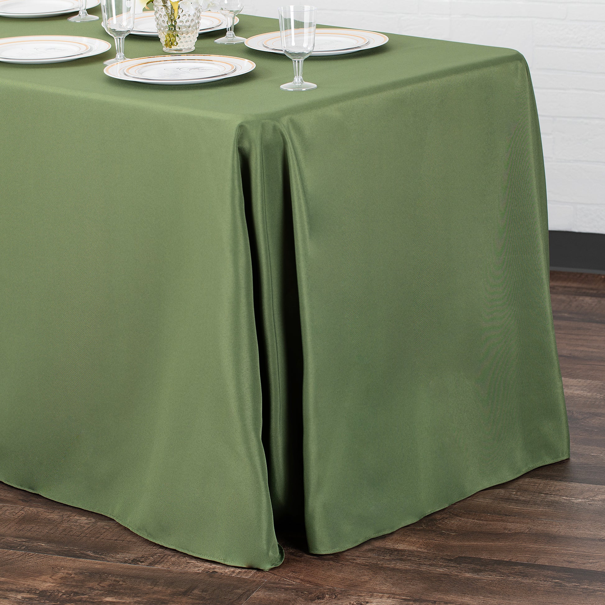 90"x156" Rectangular Oblong Polyester Tablecloth - Willow Green - CV Linens