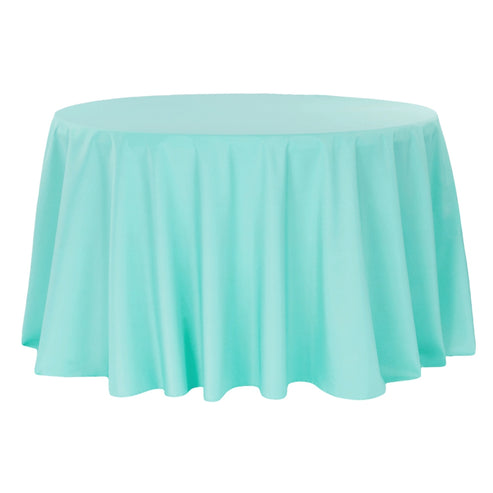 108 Round Turquoise Polyester Tablecloth