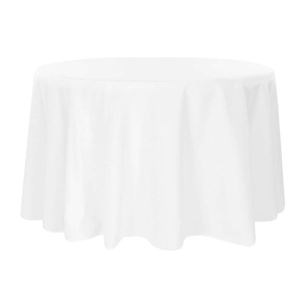 Polyester 120" Round Tablecloth - White - CV Linens