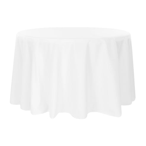 120 Round White Polyester Tablecloth