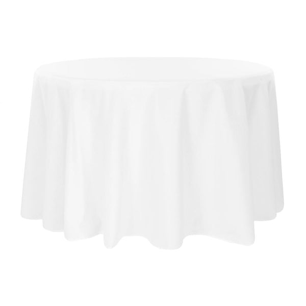 132 Round White  Polyester Tablecloth