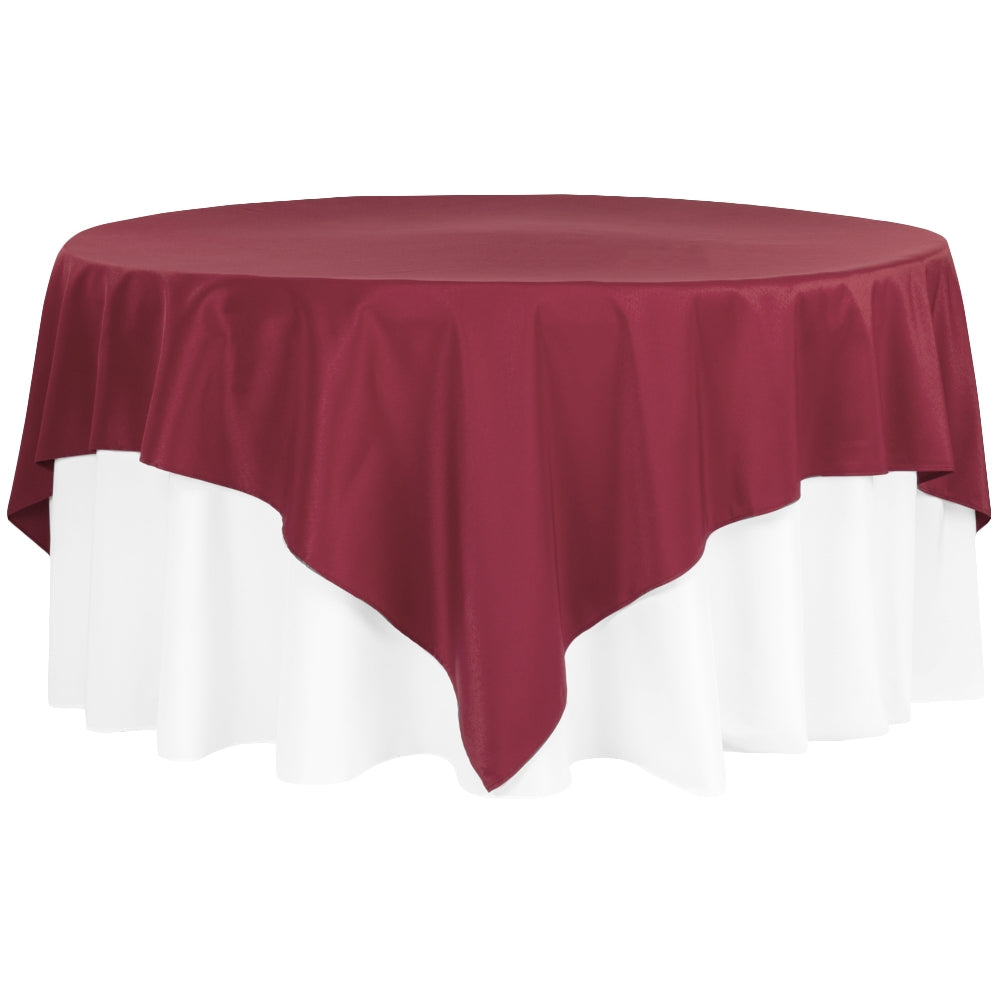 Polyester Square 90"x90" Overlay/Tablecloth - Burgundy - CV Linens