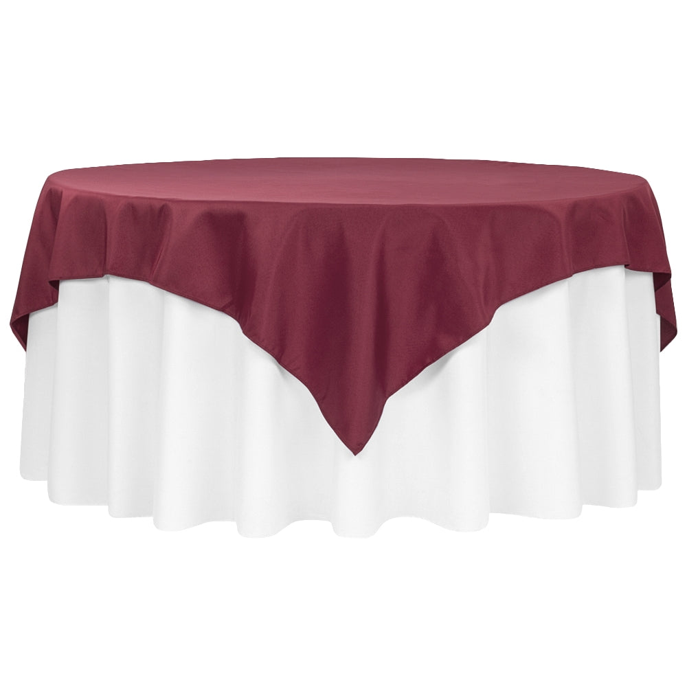 Polyester Square 72" Overlay/Tablecloth - Burgundy - CV Linens