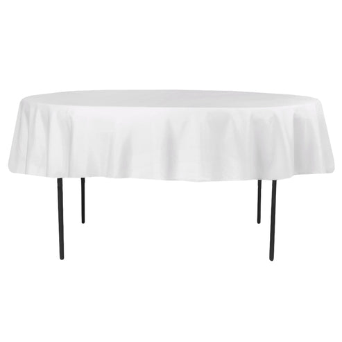 90 Round White Polyester Tablecloth