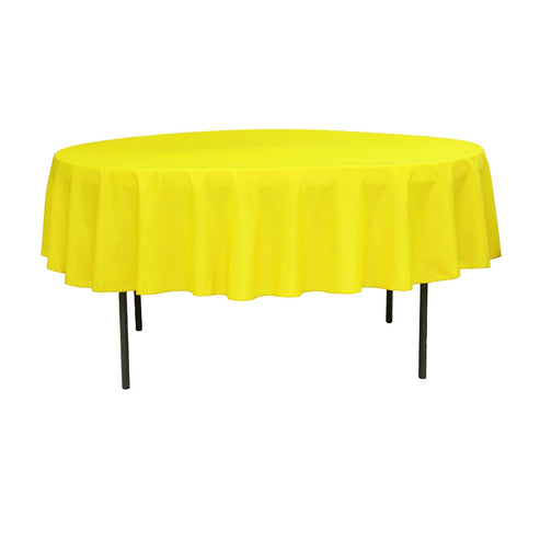 90 Round Yellow Polyester Tablecloth