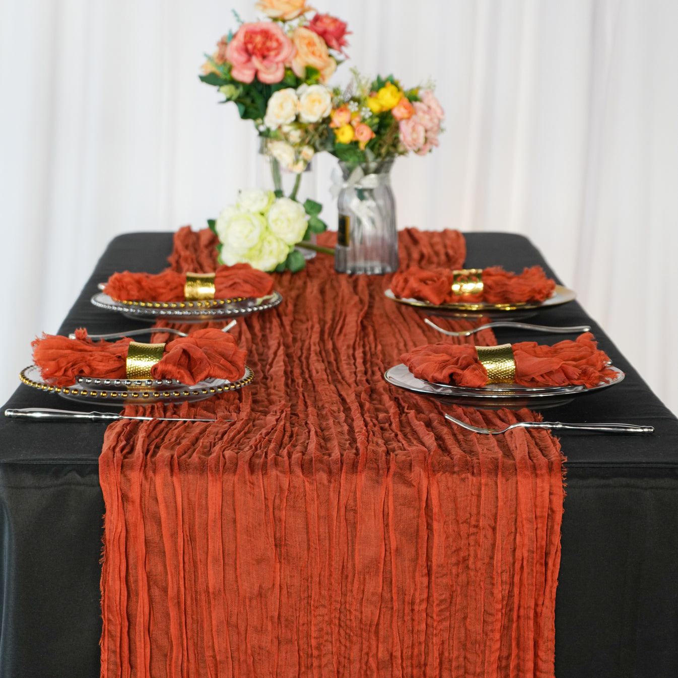 Premium Cheesecloth Table Runner 16FT x 25" Rust CV Linens
